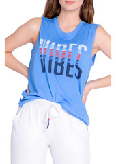 PJ Salvage Morning Dreams Good Vibes Graphic Muscle Tank in Bright Blue at Nordstrom