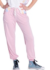 PJ Salvage Sunset Crochet Inset Terry Joggers in Pink Quartz at Nordstrom