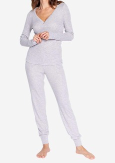 PJ Salvage Women's Ribbed Jersey Jogger In Heather Grey