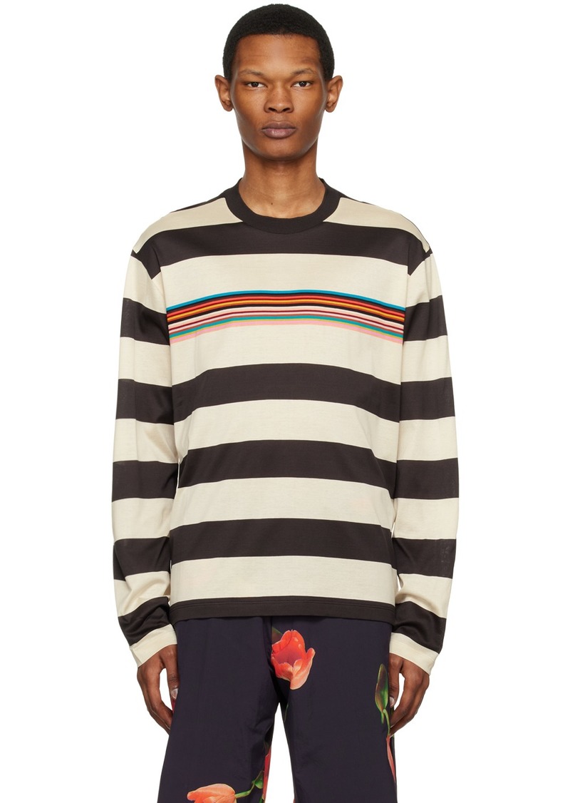 Pop Trading Company Off-White & Brown Paul Smith Edition Long Sleeve T-Shirt