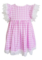 Infant Girl's Popatu Gingham Check Lace Pinafore Dress