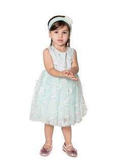 Popatu Kids' 3D Butterfly Appliqué Tulle Dress