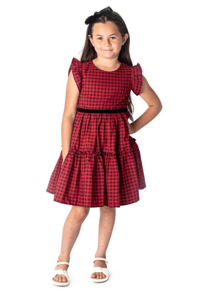 Popatu Kids' Check Tiered Cotton Dress