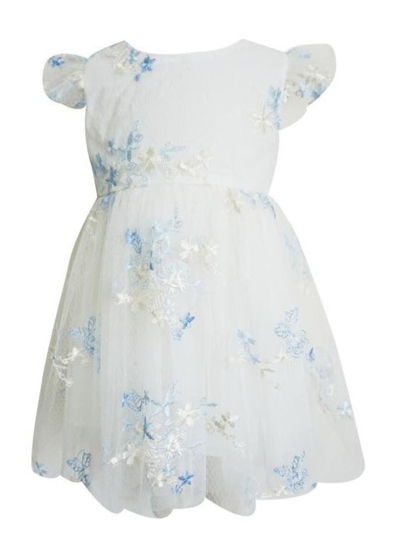 Popatu Kids' Floral Embroidered Flutter Sleeve Party Dress