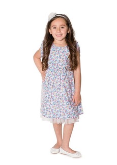 Popatu Kids' Floral Flutter Sleeve Bow Dress