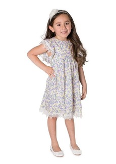 Popatu Kids' Floral Lace Trim Cotton Dress