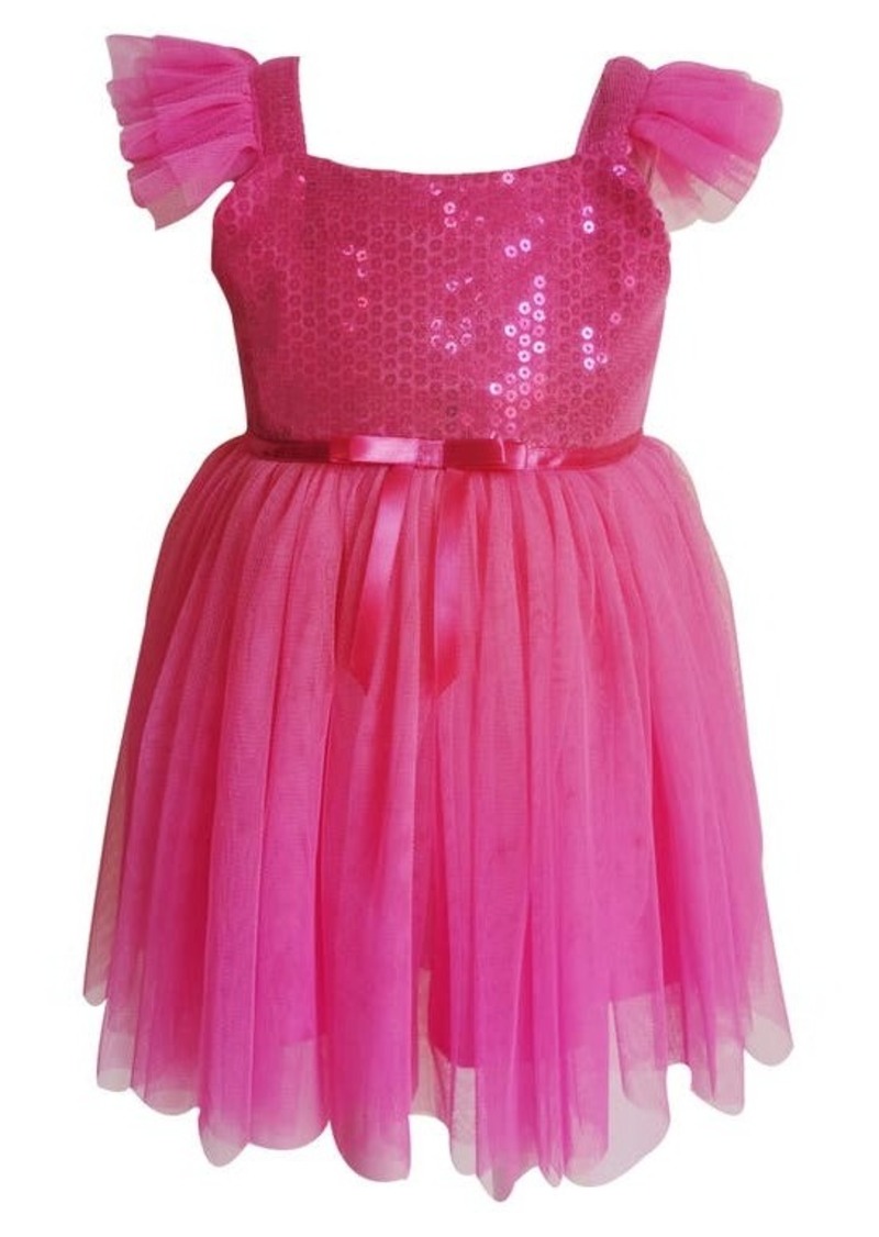 Popatu Kids' Flutter Sleeve Sequin & Tulle Dress