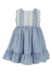 Popatu Kids' Lace Trim Chambray Dress