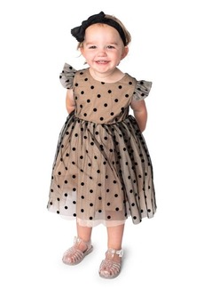 Popatu Kids' Polka Dot Ruffle Sleeve Tulle Party Dress