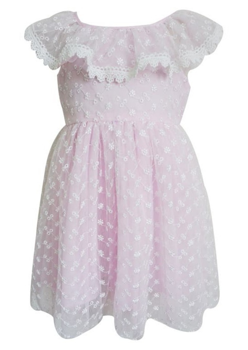 Popatu Kids' Ruffle Embroidered Party Dress