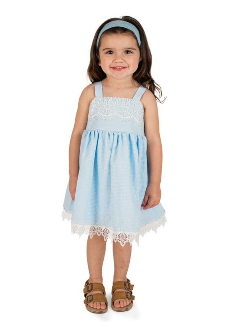 Popatu Kids' Grid Lace Trim Dress