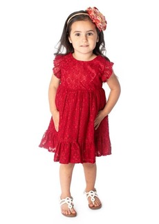 Popatu Ruffle Lace Overlay Babydoll Dress