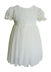 Popatu Smocked Bodice Tulle Dress in White at Nordstrom