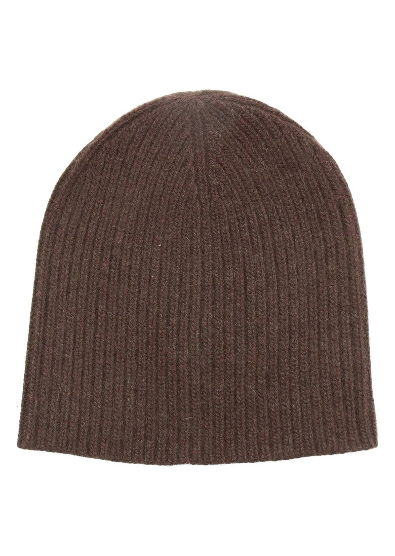 Portolano Cashmere Ribbed Beanie in Brown Choco at Nordstrom Rack