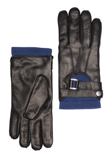 Portolano Faux Leather Half Moon Gloves in Black/Heather Denim at Nordstrom Rack