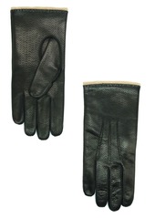 Portolano Perforated Leather Gloves in Black/Asinello at Nordstrom Rack