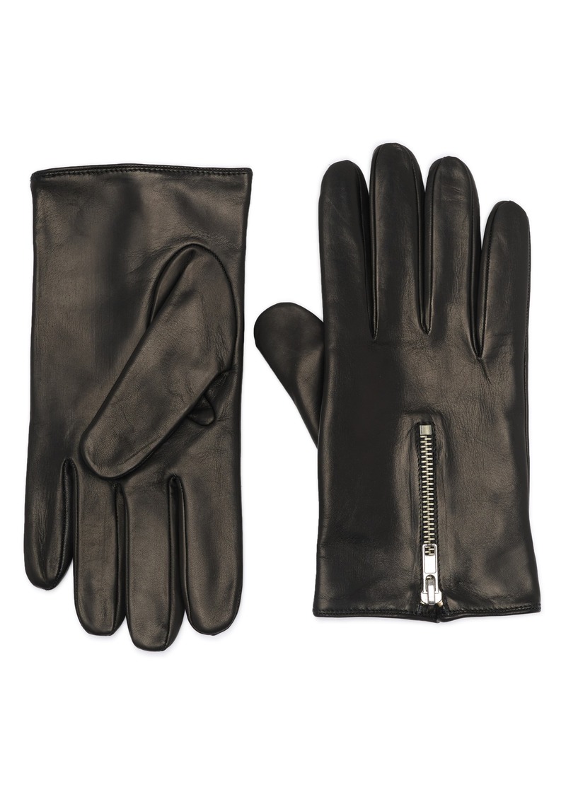 Portolano Faux Leather Cashmere Lined Gloves in Black at Nordstrom Rack