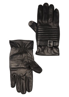 Portolano Faux Leather Motorcycle Gloves with Wool Blend Lining in Black at Nordstrom Rack