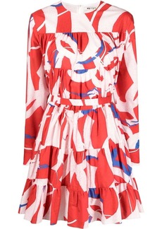 Ports 1961 abstract-print gathered flared dress