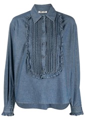 Ports 1961 pleated long-sleeve denim shirt