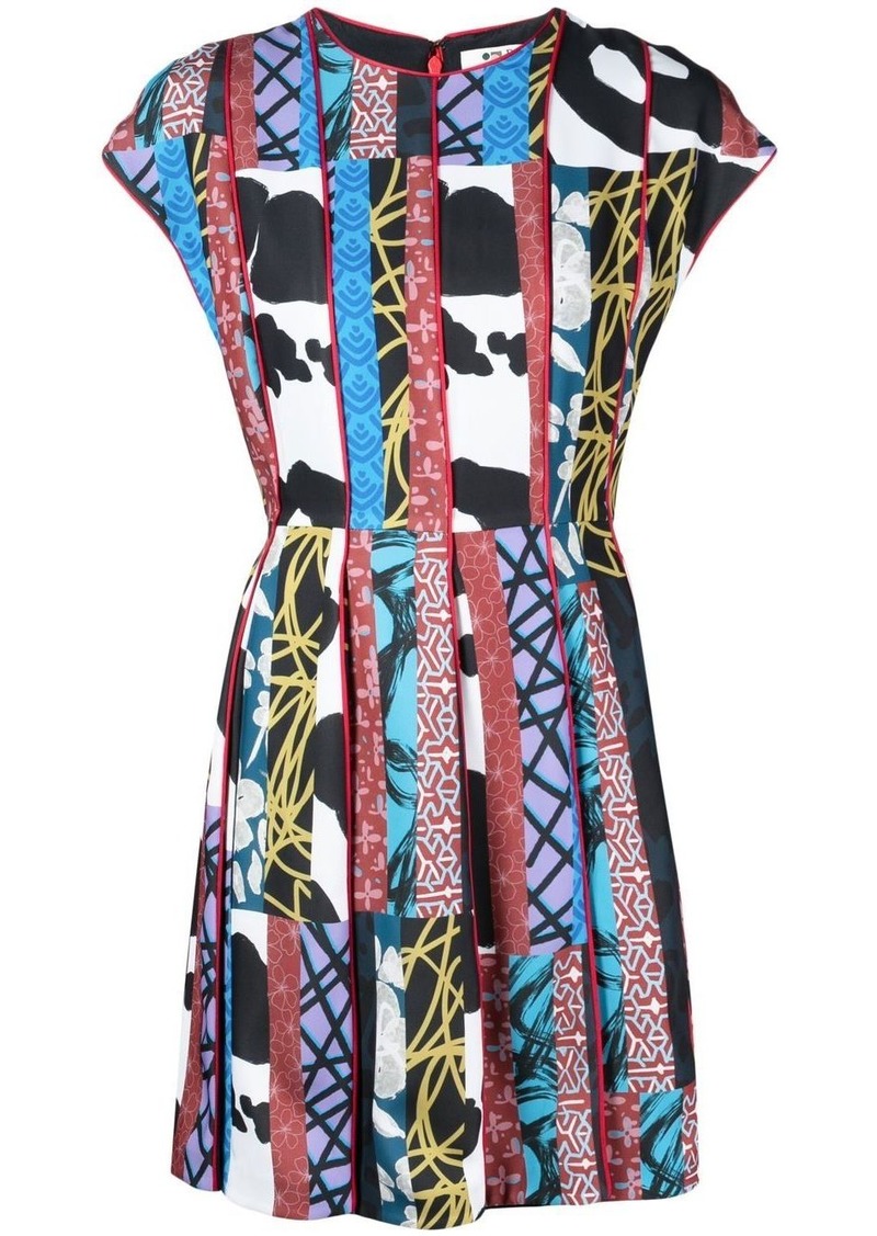 Ports 1961 pleated patchwork-print mini dress