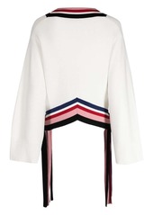 Ports 1961 striped V-neck fine-knit sweater