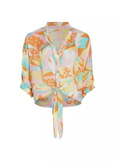 Poupette St Barth Azia Floral Tie-Front Shirt