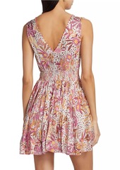 Poupette St Barth Bessie Floral Satin V-Neck Minidress