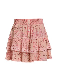 Poupette St Barth Culotte Floral Ruffled Mini Skirt