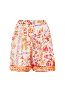Poupette St Barth Isabelle floral satin shorts