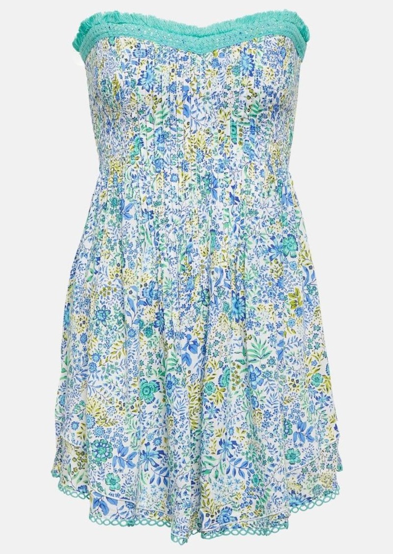 Poupette St Barth Claire floral bandeau minidress