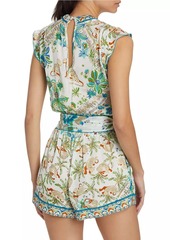 Poupette St Barth Printed Belted Romper