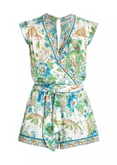 Poupette St Barth Printed Belted Romper