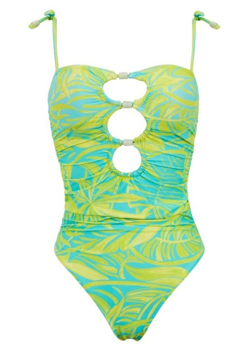 PQ SWIM Neon Palms Triple Keyhole One-Piece Swimsuit at Nordstrom
