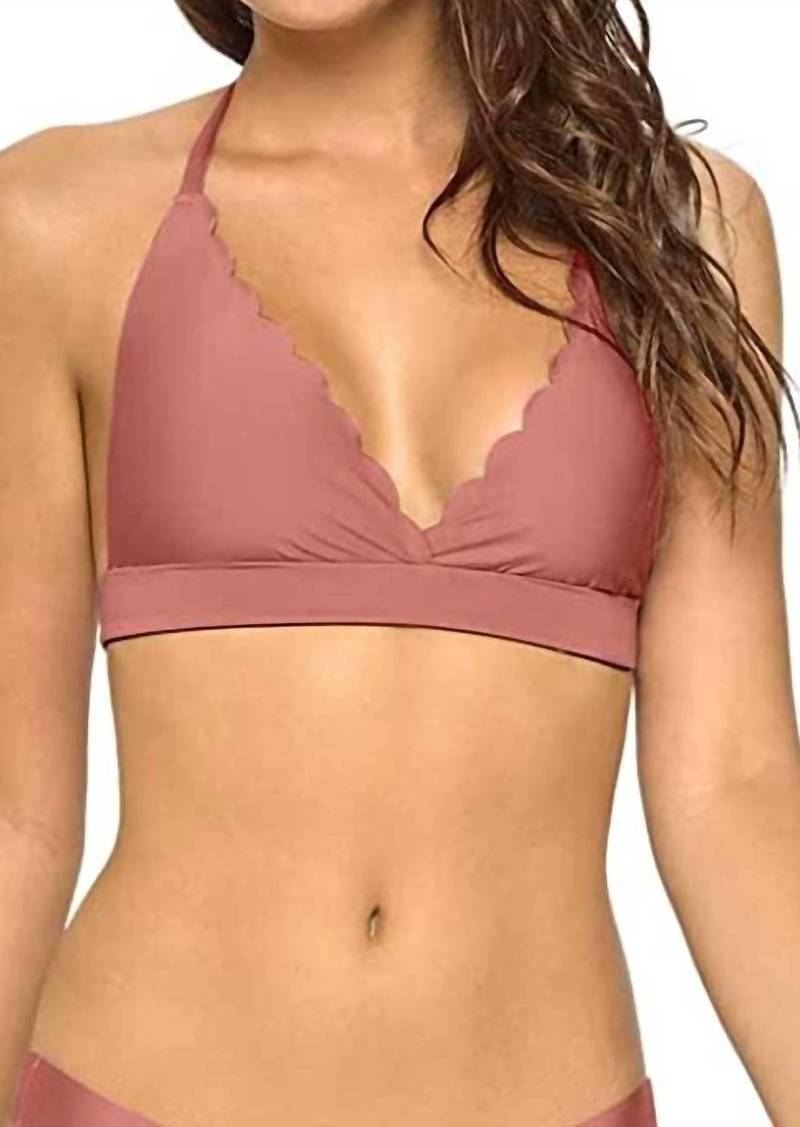 PQ Swim Wave Adjustable Strap Reversible Seamless Halter Bikini Top In Dusty Rose