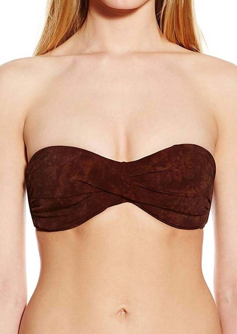 PQ Swim Women Goddess Strapless Bandeau Swimsuit Bikini Top In Brown