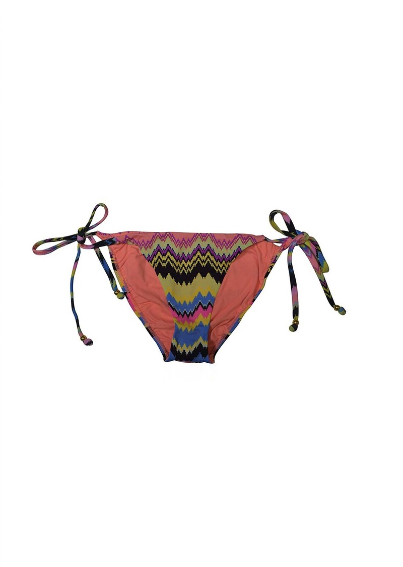 PQ Swim Women Zig Zag Print Hips Tie Strap Triangle Bikini Bottom Swimsuit In Multicolor