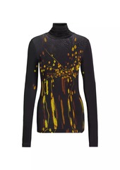 Prabal Gurung Abstract Floral Turtleneck Top