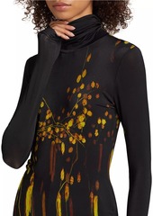 Prabal Gurung Abstract Floral Turtleneck Top