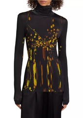 Prabal Gurung Abstract Floral Turtleneck Top