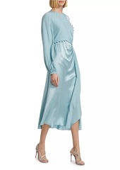 Prabal Gurung Buttoned-Waist Silk Cocktail Dress