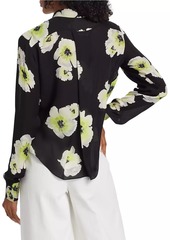 Prabal Gurung Floral Silk Twist-Front Shirt