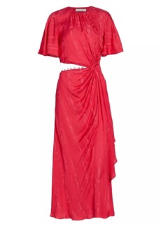 Prabal Gurung Flutter-Sleeve Cut-Out Midi-Dress