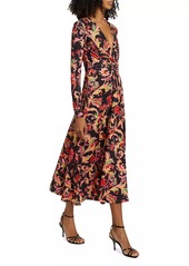 Prabal Gurung Leafy Twist-Front Midi-Dress