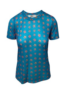 Prabal Gurung Floral Print Top in Turquoise Polyester