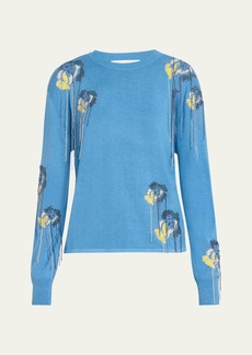 Prabal Gurung Flower Fringe Cashmere Pullover