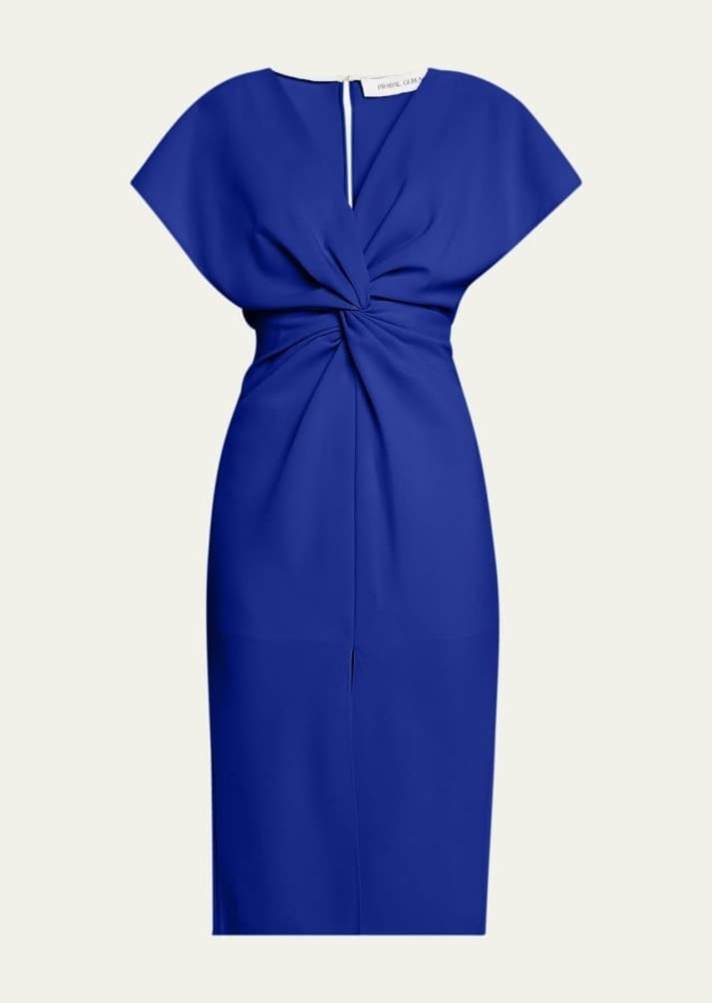 Prabal Gurung Front Ruched Twist Midi Dress