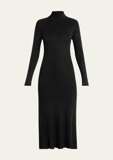 Prabal Gurung Mock Neck Ombre Crystal Cashmere Wool Midi Dress