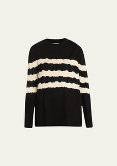 Prabal Gurung Print Back Shibori Stripe Wool Cashmere Sweater