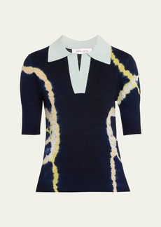 Prabal Gurung Tie-Dye Thread Polo Cashmere Top